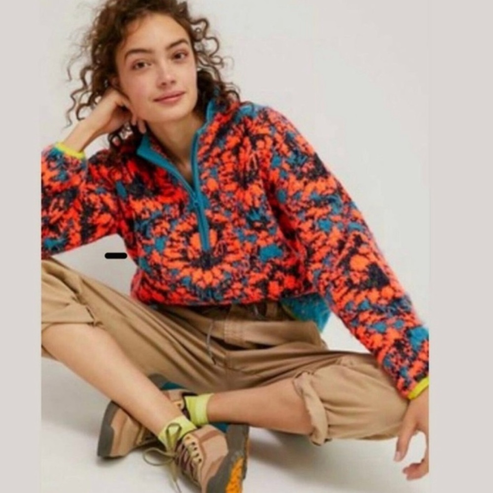 Anthropologie Christina Fuzzy Fleece Neon Sweater Women’s XS